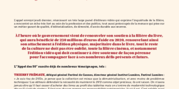 L'appel des 60 éditeurs DVD